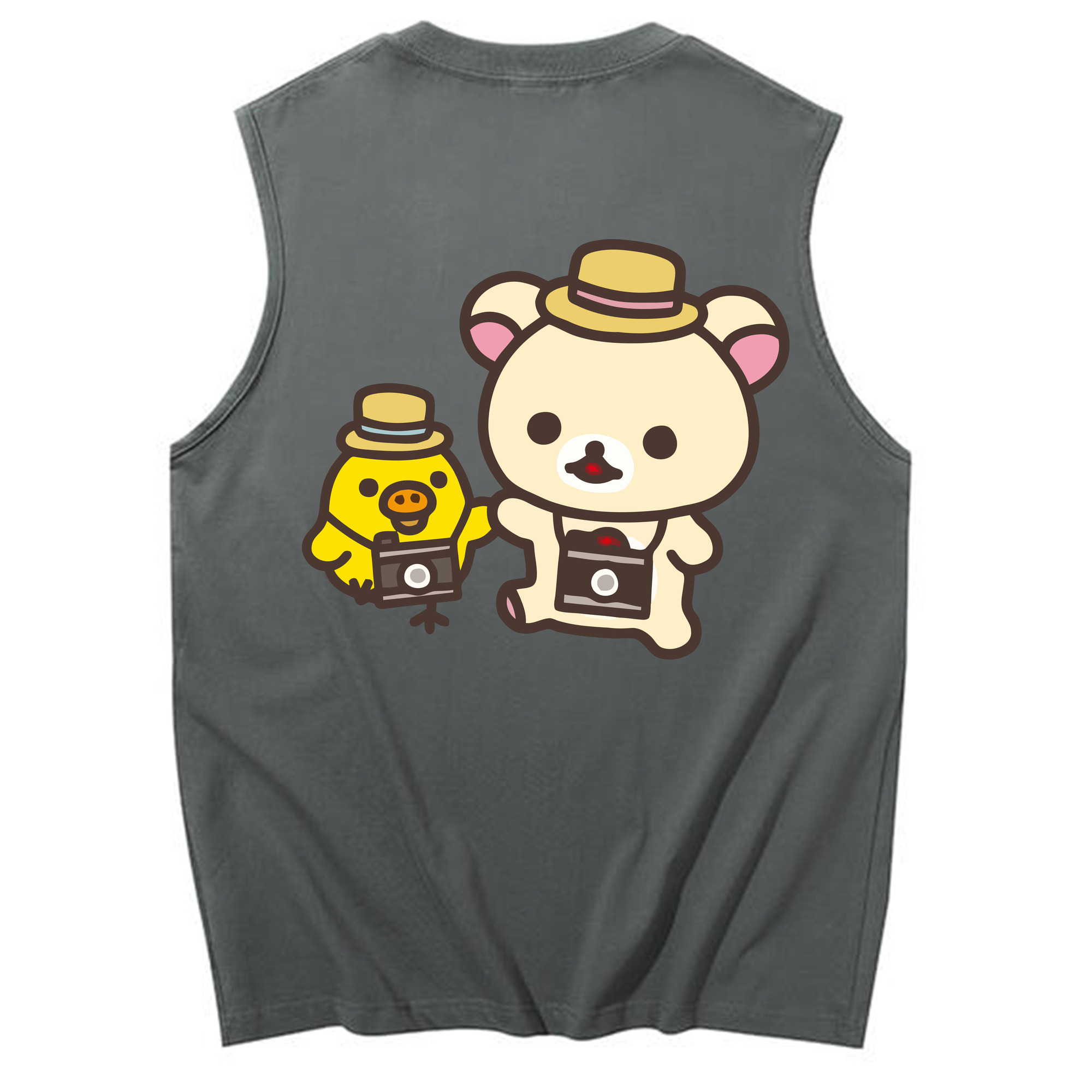 （画像用） リラックマ リラックマ キイロイトリ Rilakkuma Korilakkuma Kiiroitori コットン100％タンクトップ（背面プリント）